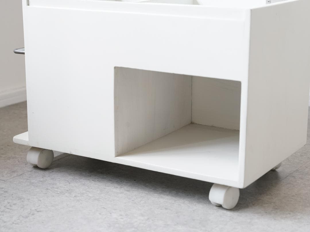 vintage サイドテーブル ミラー付きワゴン/収納 ミニマル