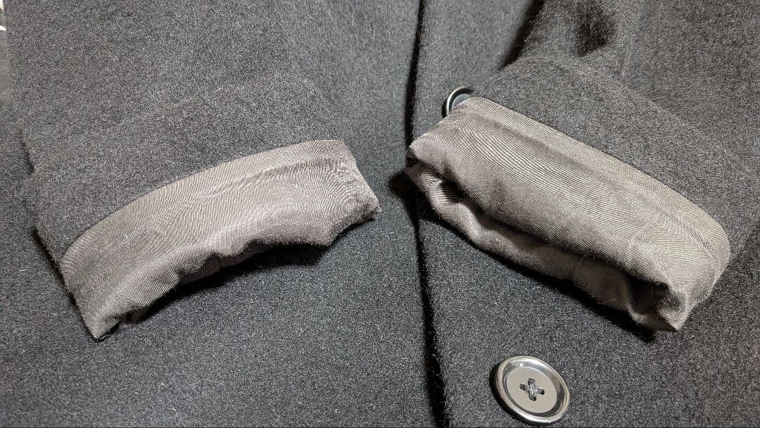 TRAVAIL MANUEL ソフトメルトンノーカラーコート黒美品