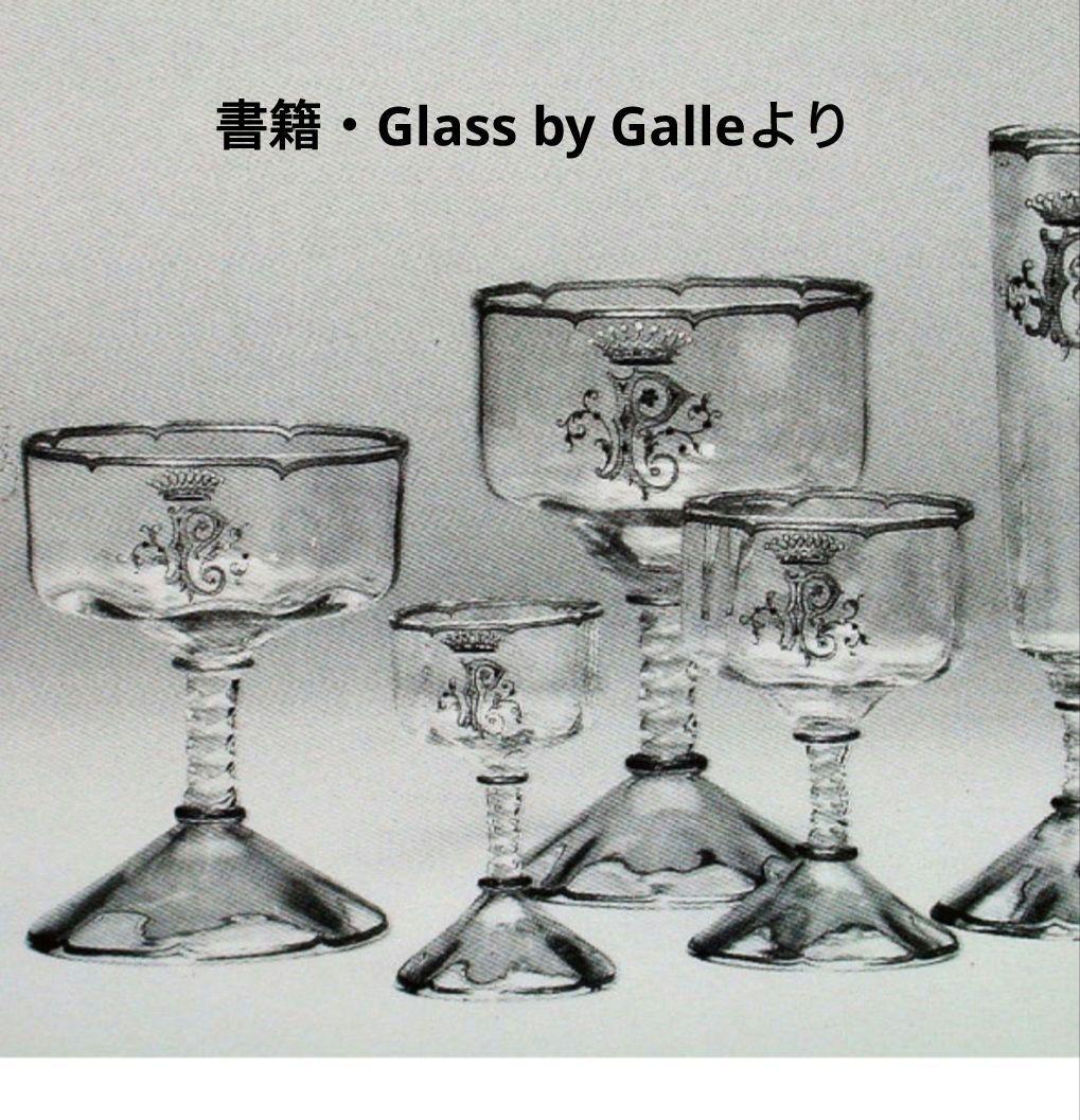 エミール・ガレ★エナメル彩★花装飾文★キャビネットグラス