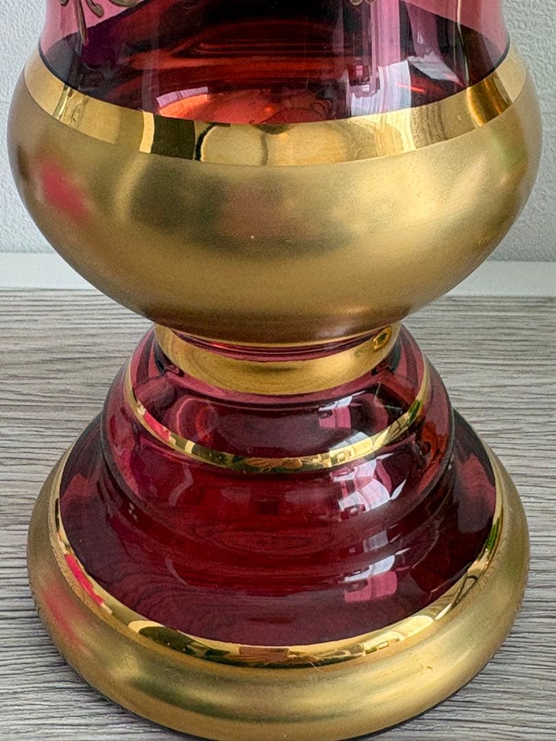 ベネチアングラス 花瓶 2点ペアセット エナメル彩 ムラーノ島 ヴィンテージ