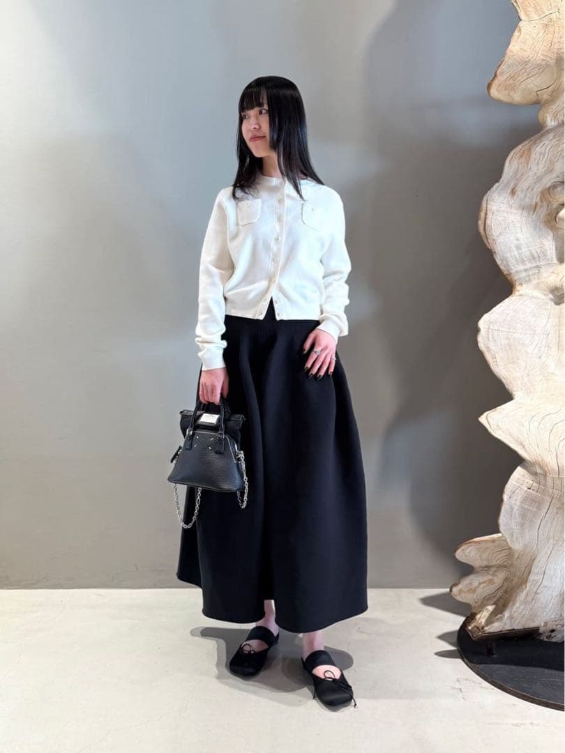 CABaN コットンカシミヤ クルーネックカーディガン　ホワイト XS