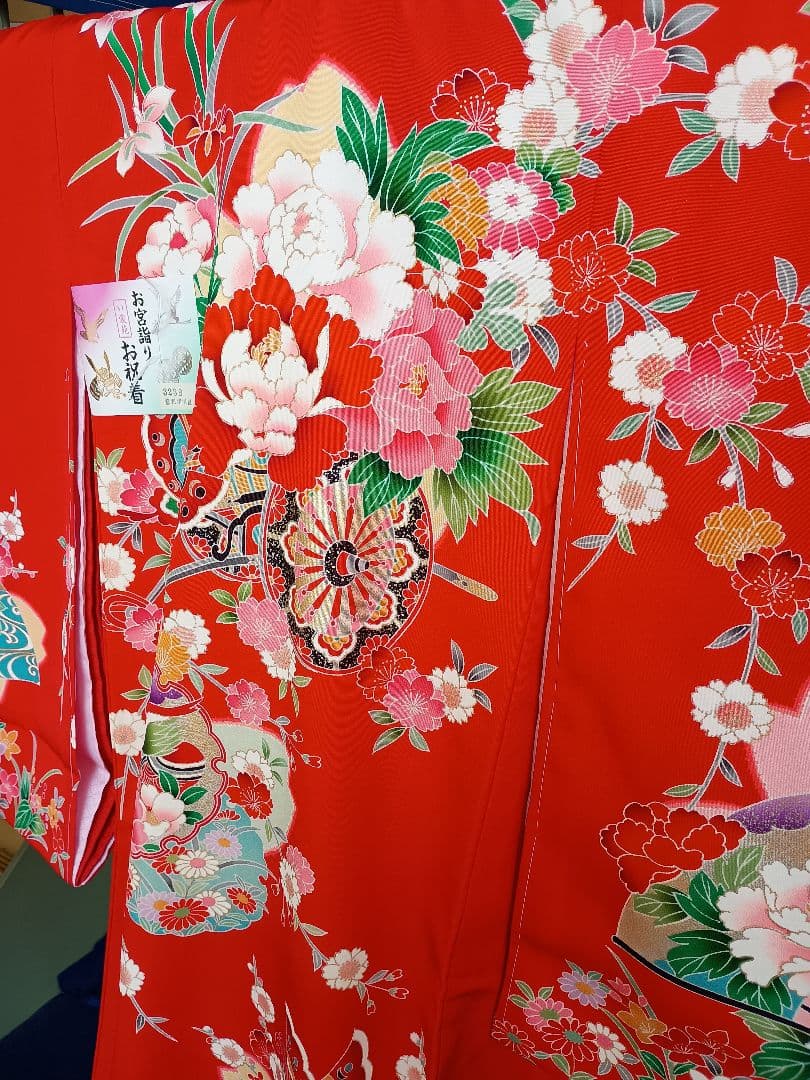 お宮参り　一つ身　着物　赤古典模様