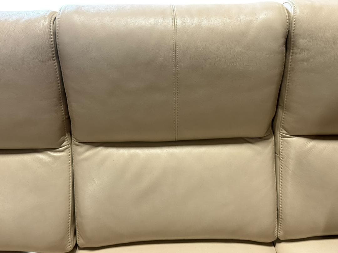 ◻【美品】karimoku 3人掛けソファ 本革張り ZU4853 ソファのみ