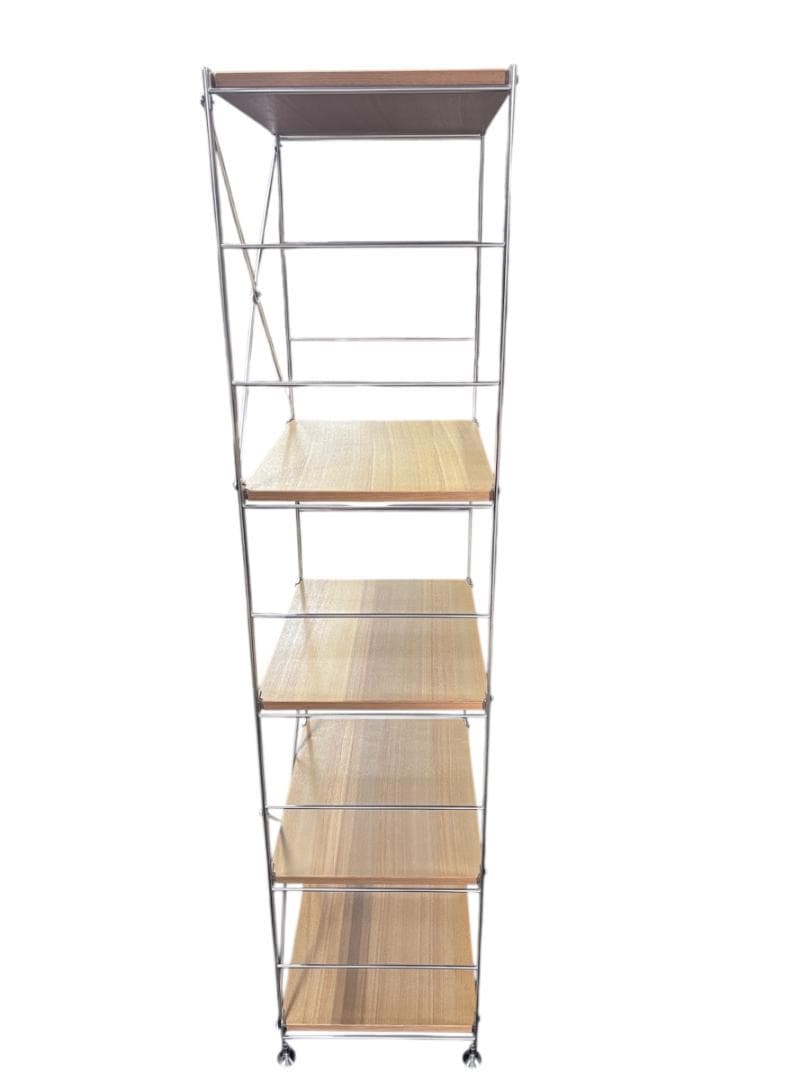 【中古】無印良品　ステンレスユニットシェルフ　オーク材棚セット