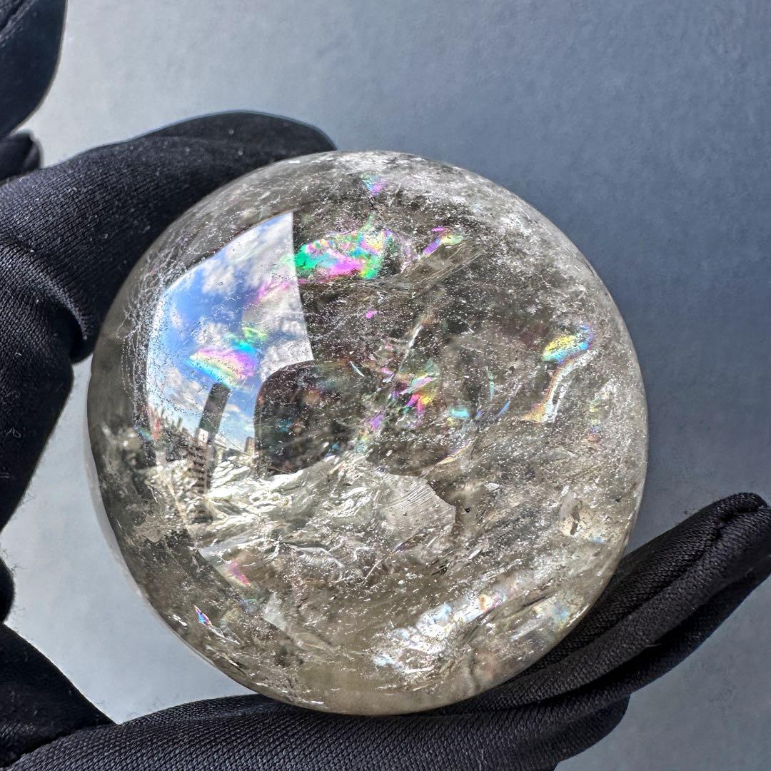 爆レア❗️ヒマラヤ水晶 丸玉 虹入り 天然石 パワーストーン☆パワー浄化A1118