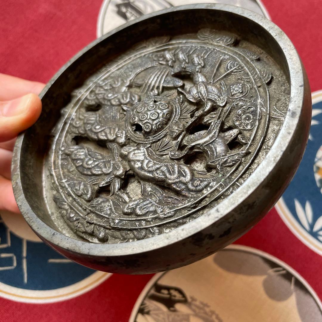 青銅鏡　鶴　亀　松