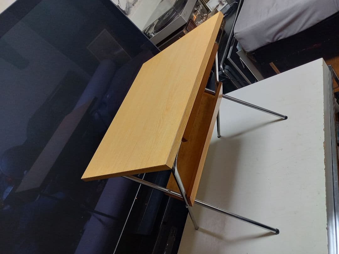 1980's　ミッドセンチュリー　モダン　メタル　ウッド　折り畳み式　テーブル