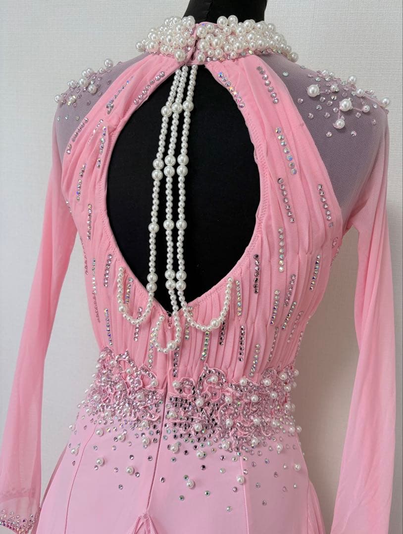 【2/10まで掲載】社交ダンス用ドレス　競技用ドレス　モダンドレス　ピンク