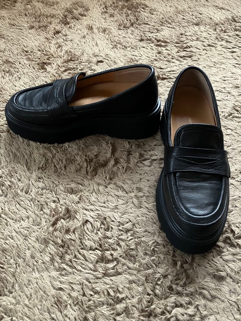 美品Mode et Jacomoブラック プラットフォームローファー24.5㎝