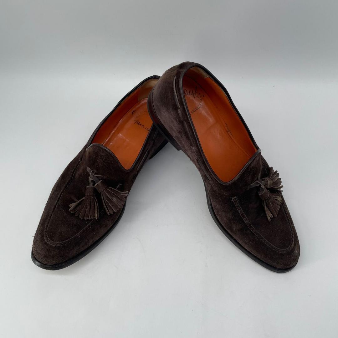 16072✨良品✨サントーニ スエード タッセルローファー 6 1/2 ブラウン