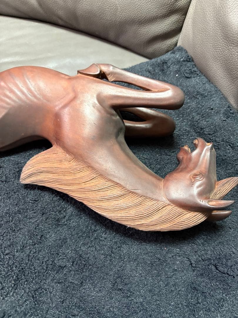 木製　置物　馬　ウマ