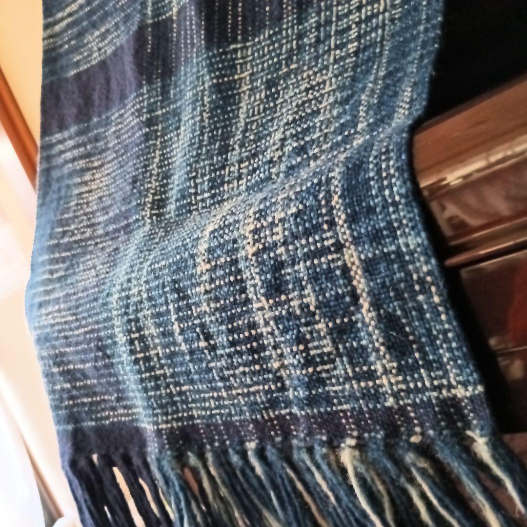 ＜未使用＞正藍染め　タペストリー/敷物　機織り　約45.5cm ×124 cm