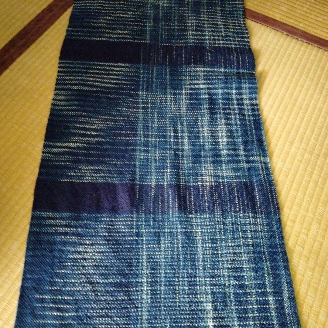 ＜未使用＞正藍染め　タペストリー/敷物　機織り　約45.5cm ×124 cm