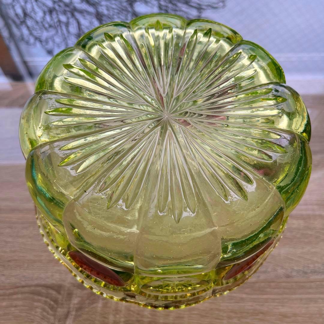 骨董　時代プレス　ラスター彩釉薬　ギザフチ　大鉢　菓子器　ウランガラス