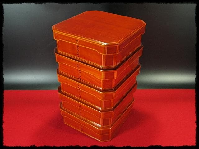 飛騨春慶塗 大徳寺 弁当箱 五客揃 縁高 大徳寺重 茶道具 懐石 菓子器f329