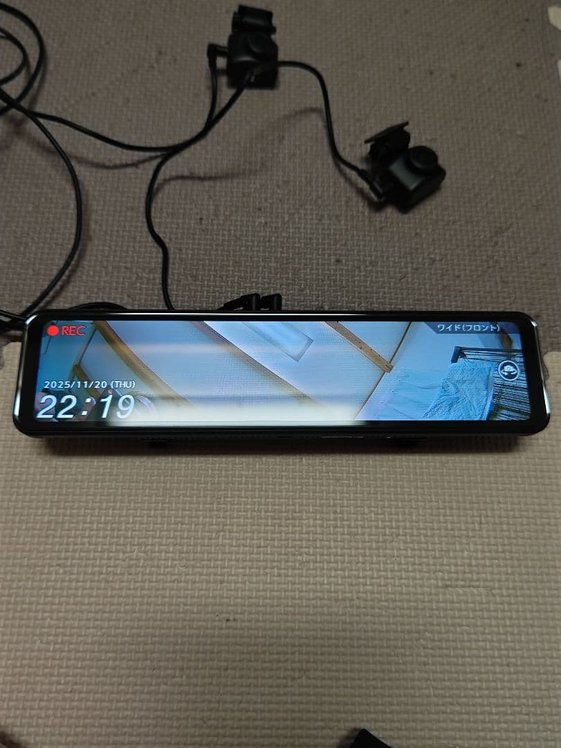 コムテックZDR038ミラー型ドライブレコーダー前後カメラ配線付き
