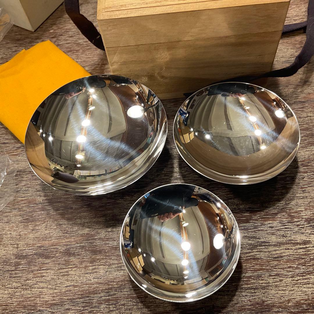 未使用！銀盃 銀杯 純銀 御盃 SILVER 銀 杯 盃 共箱 3個セット