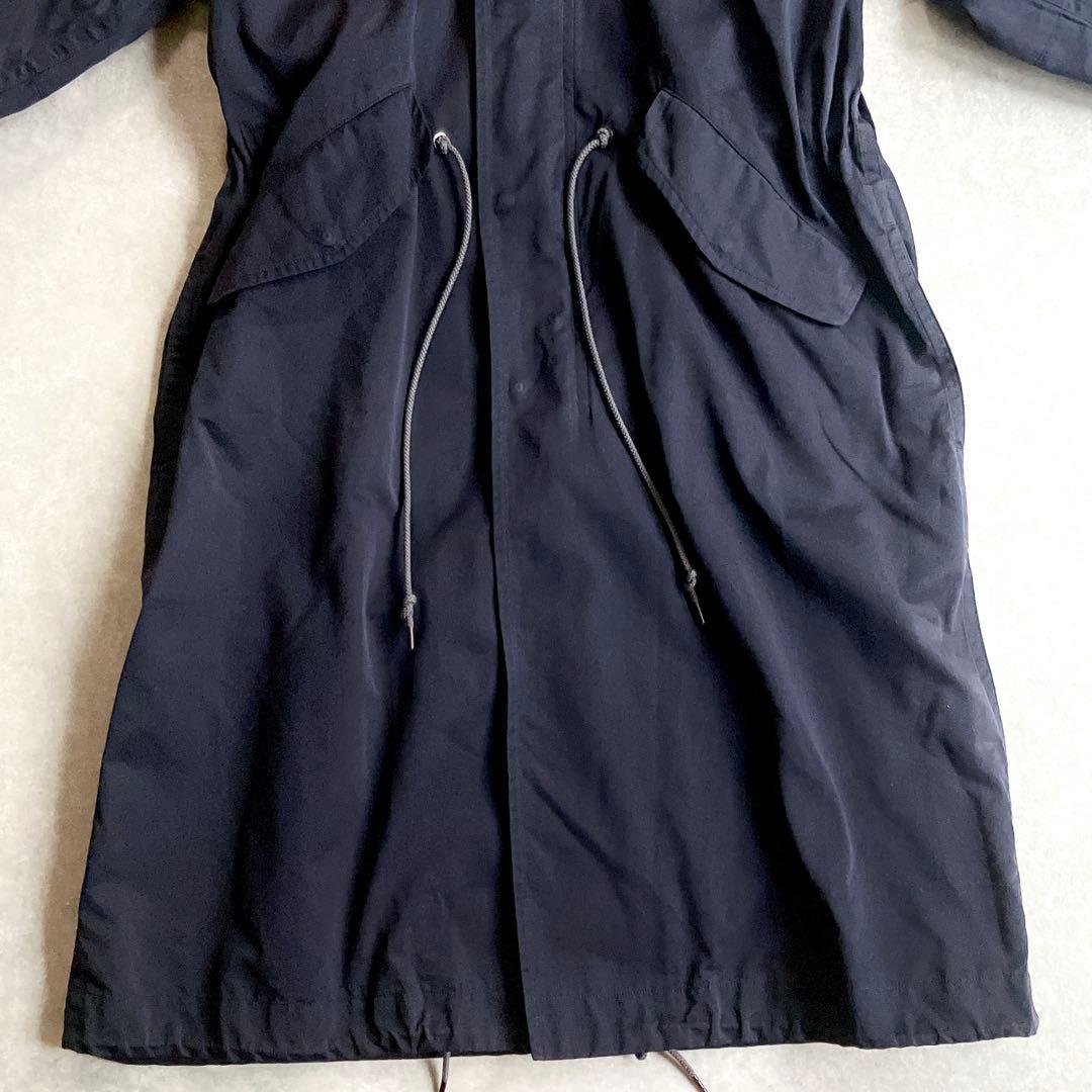 希少 イレーヴ コットンシルクモッズコート 紺 フードロングブルゾン 軽アウター