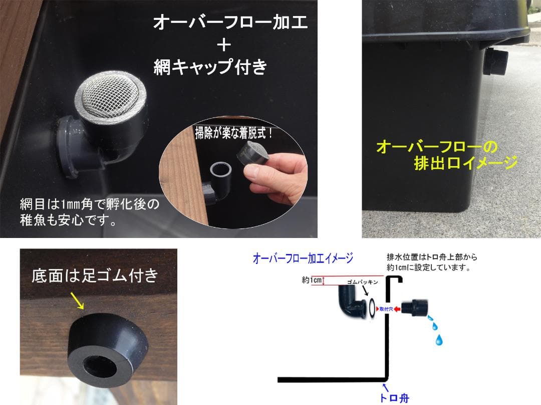 高さの有るビオトープ 80L　トロ舟＆木枠セット（3D防鳥網付き・棚付き）