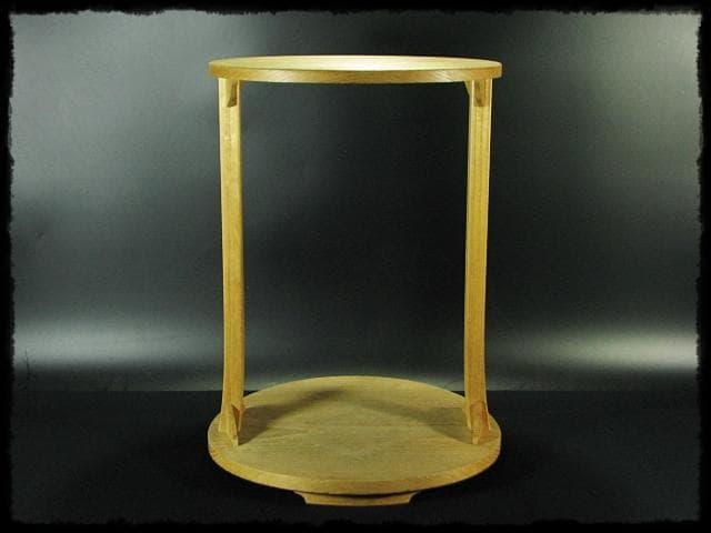 駒沢 利斎 利休好 桐 丸卓 棚物 茶道具 千家十職 指物師 共箱 f309