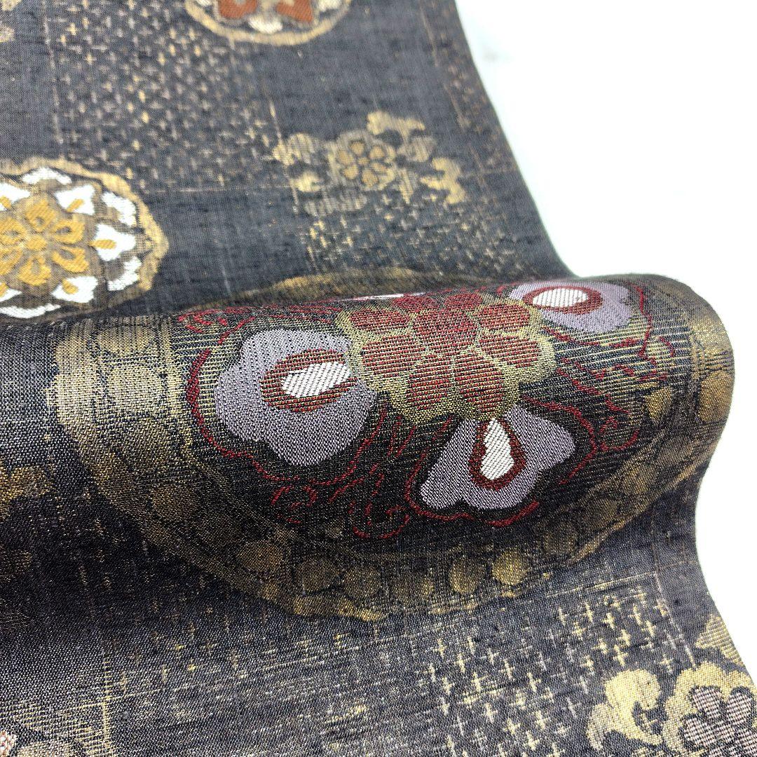 専用帯4602 ●米田織物謹製 高級 正絹 焼箔紬 六通 袋帯 縫調華文