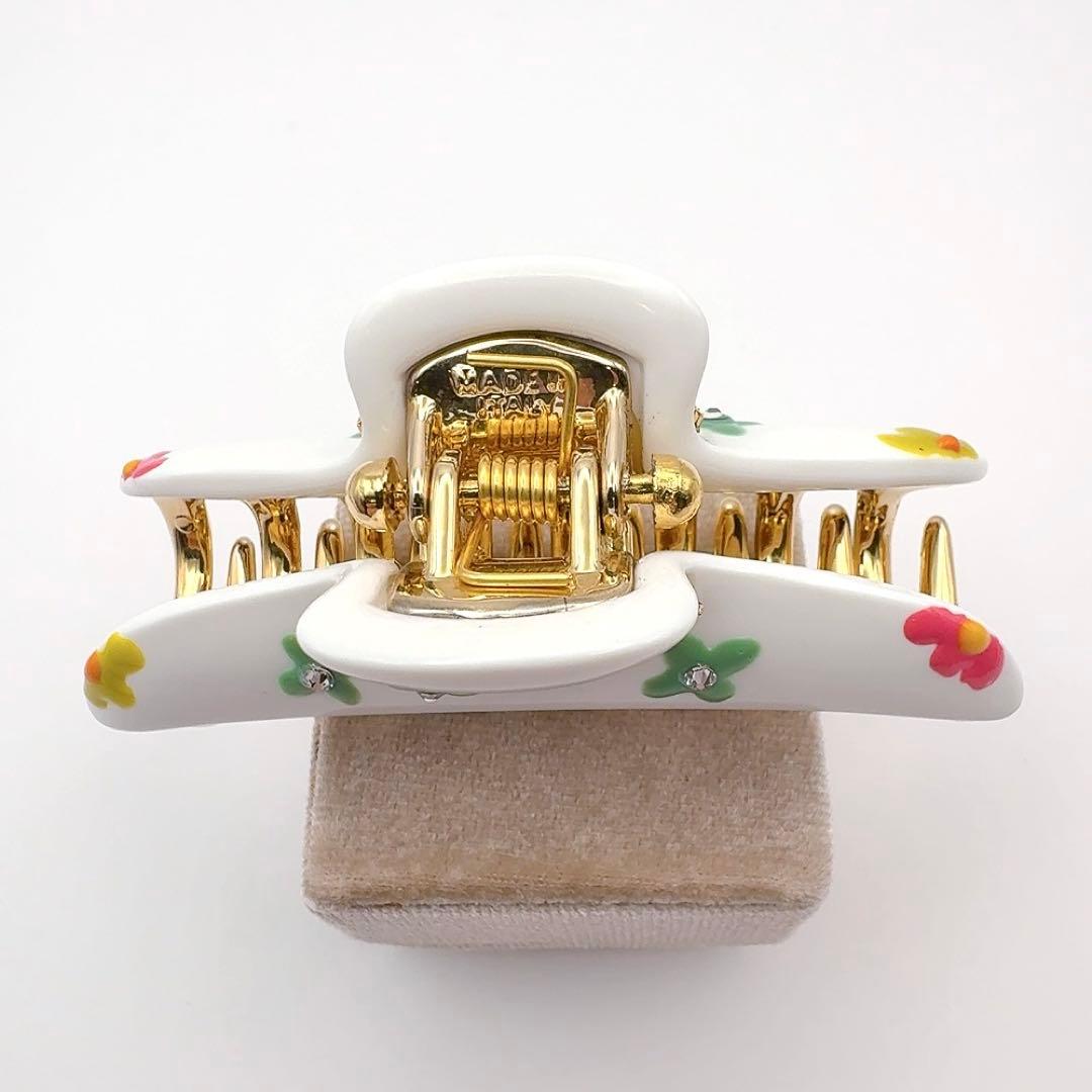 acca アッカ　ヘアクリップ　M ニューコラーナ　白　ゴールド　ラインストーン