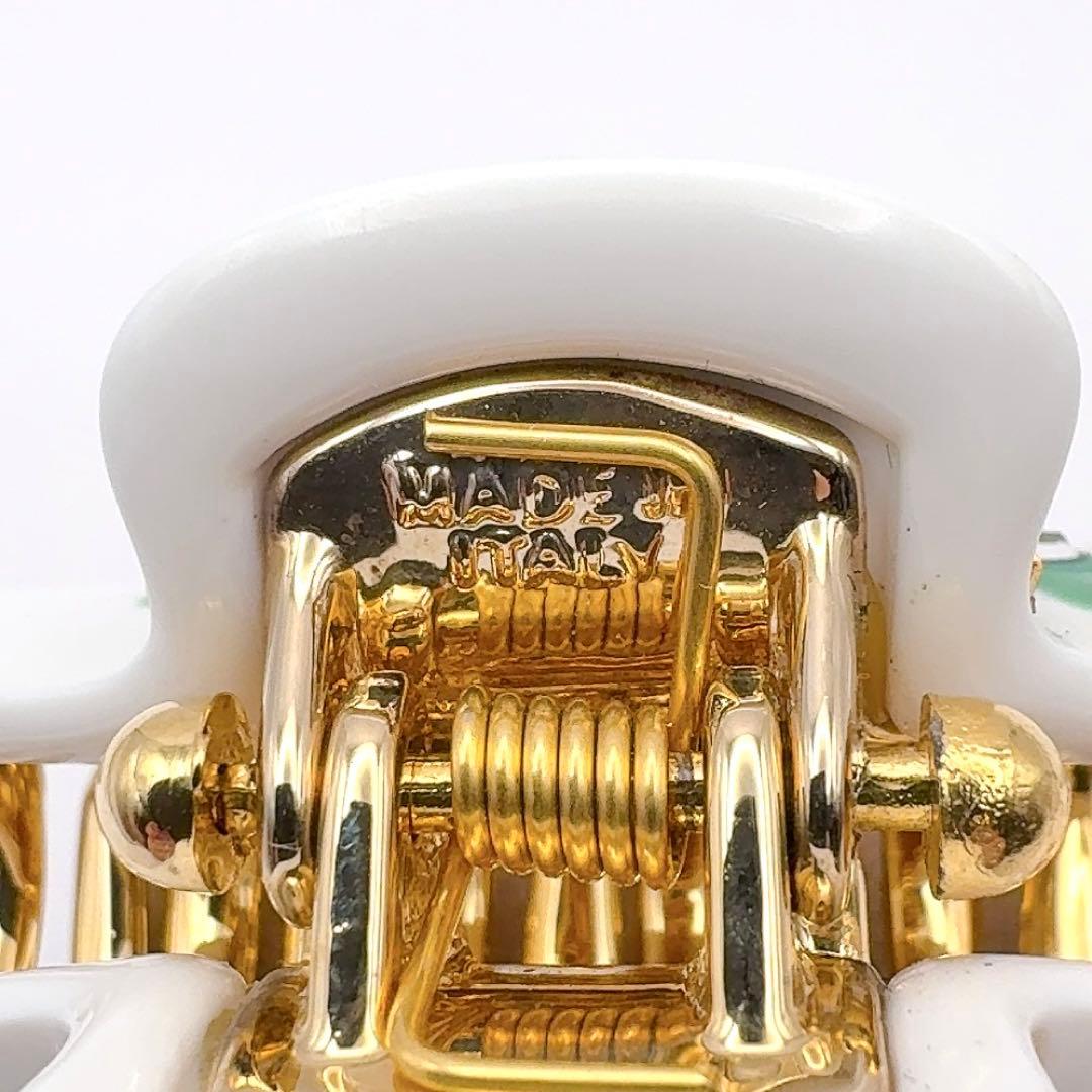 acca アッカ　ヘアクリップ　M ニューコラーナ　白　ゴールド　ラインストーン