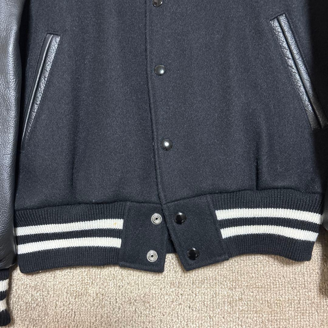 【早い者勝ち】訳ありゴールデンベアスタジャン黒ブラックレザーMサイズスタジャン