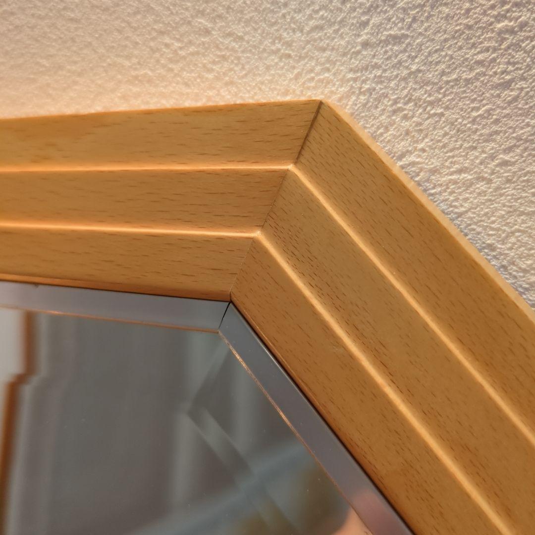 鏡　八角形　ビーチ材　塩川光明堂