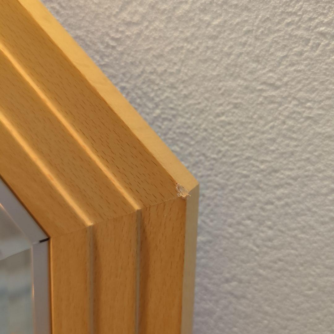 鏡　八角形　ビーチ材　塩川光明堂