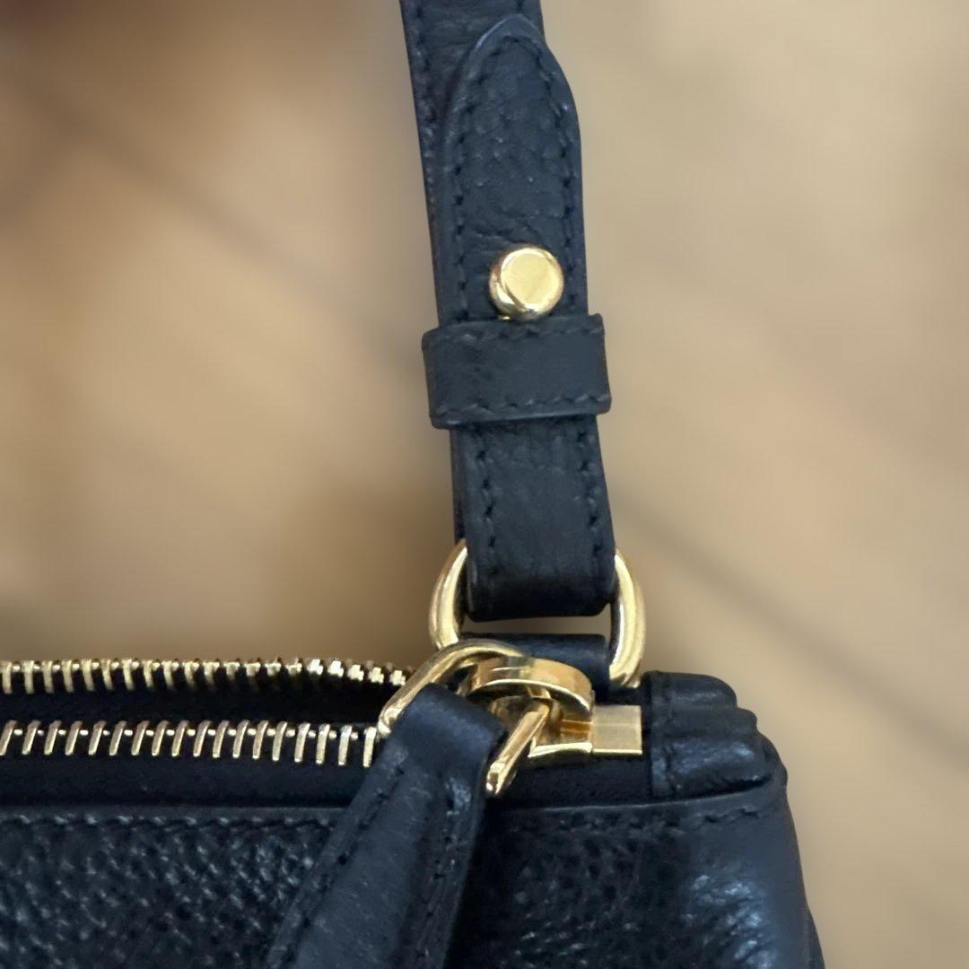 美品　PRADA 1BH046 レザージョルダーバックダブルポシェットブラック