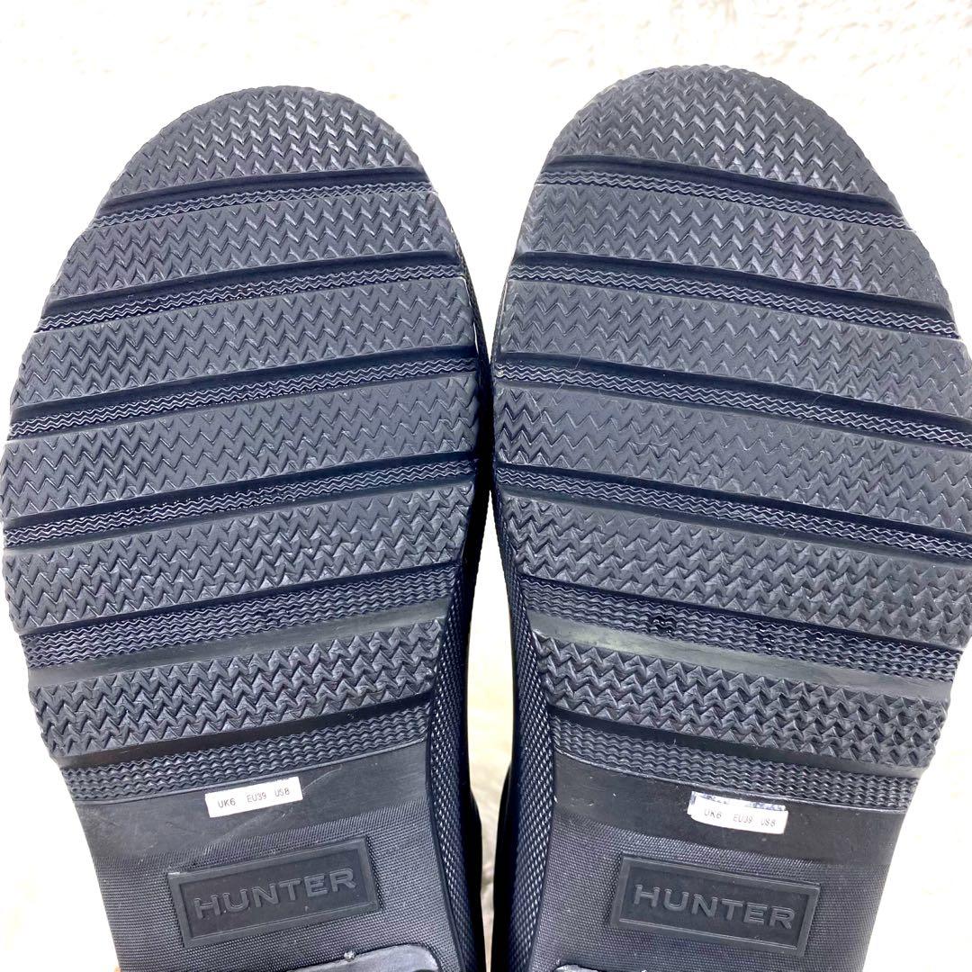 未使用級 HUNTER ロゴ バックストラップブーツ サイドゴア レインブーツ