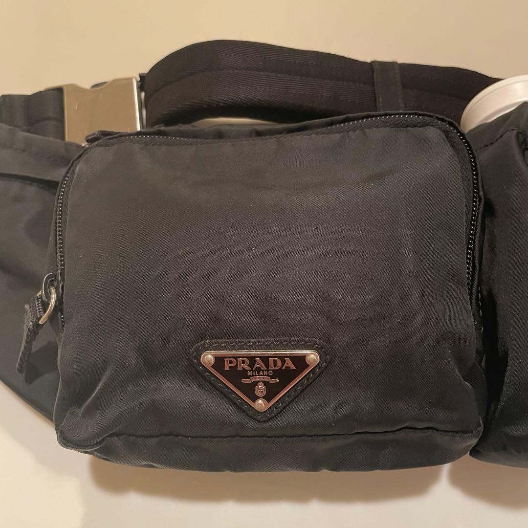 プラダ PRADA ウエストポーチ ボディバッグ ブラック 黒 ナイロン 美品