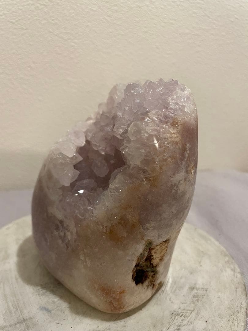 【希少】ピンクアメジストフリーフォーム　ジオード天然石置物　ブラジル 818g