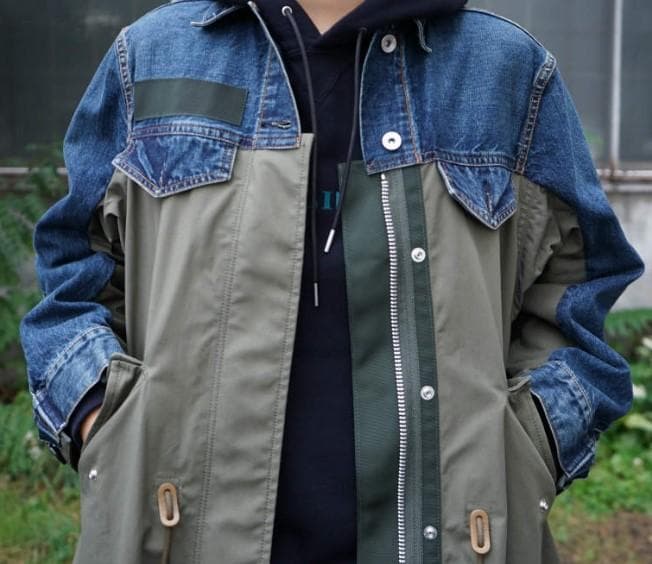 sacai サカイ　デニム　ドッキング　モッズコート　ニットMA1
