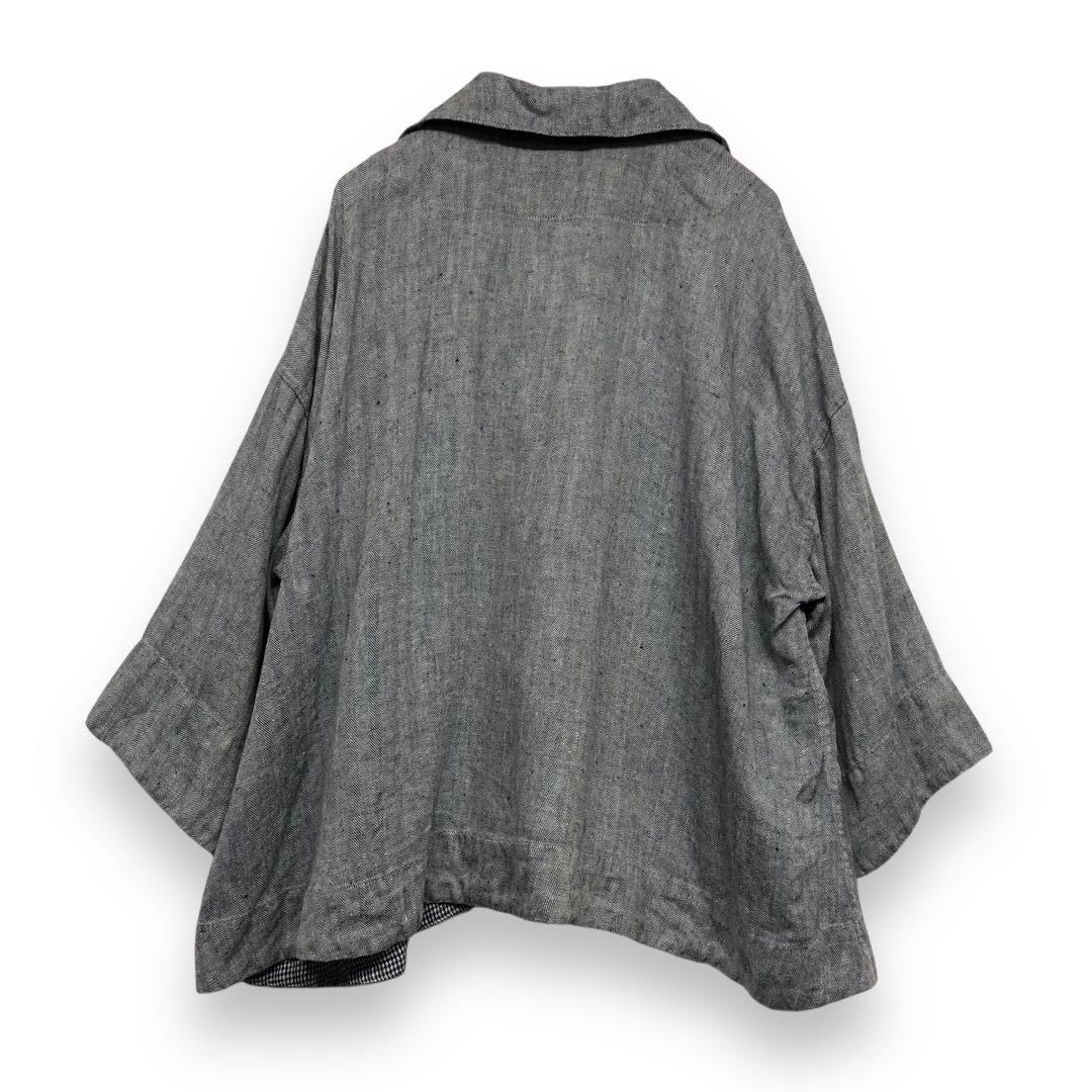 定価¥57,200 45Rリネンスキッパーシャツ ヘリンボーンツイード切り替え