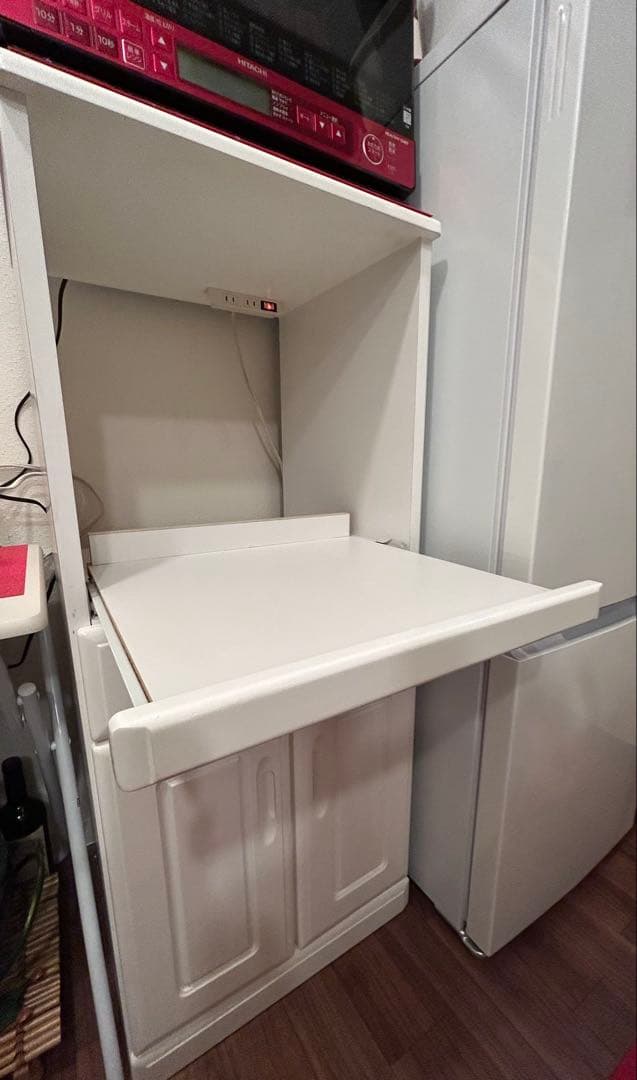 ホワイトレンジ台 スライドテーブル付き