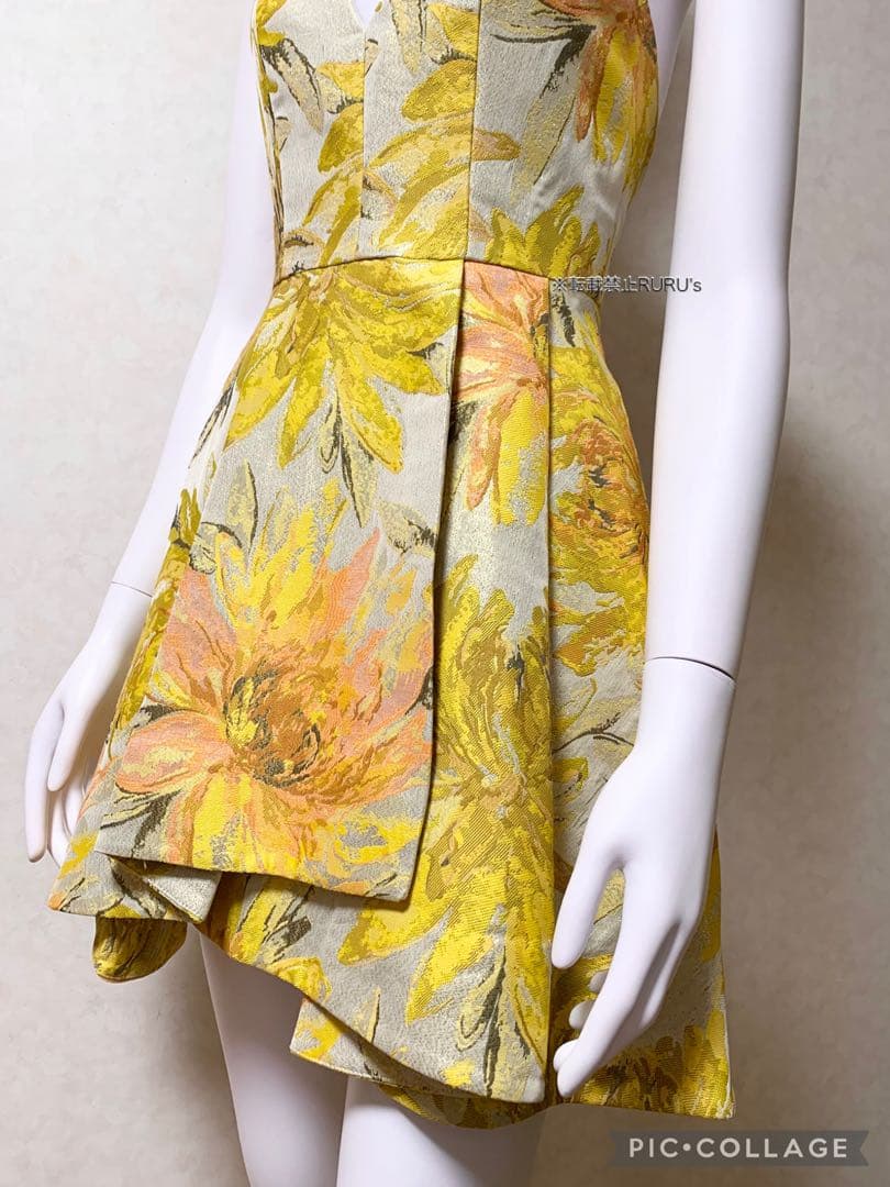 新品alice+olivia フローラルジャカード×ボックスプリーツ ワンピース