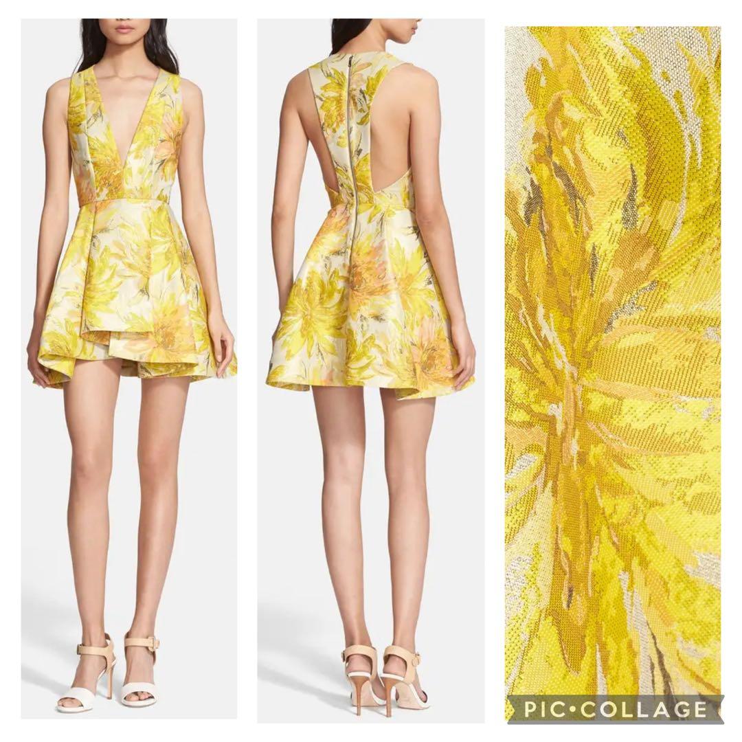 新品alice+olivia フローラルジャカード×ボックスプリーツ ワンピース