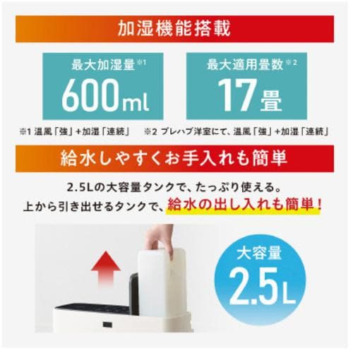 【ほぼ未使用・温風試運転のみ】アイリスオーヤマ 加湿 セラミックファンヒーター