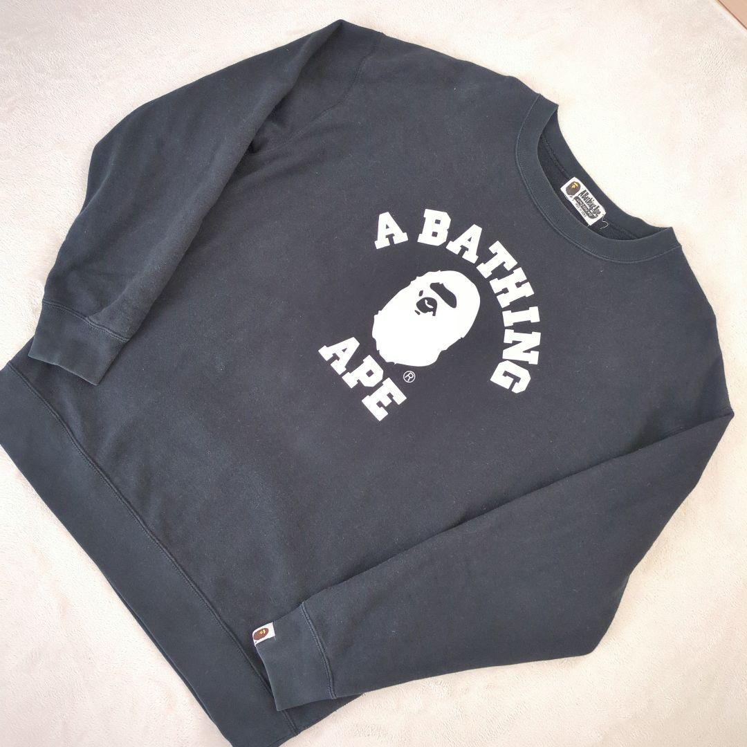BATHING APE スウェット ブラック カレッジロゴ XL相当 エイプ
