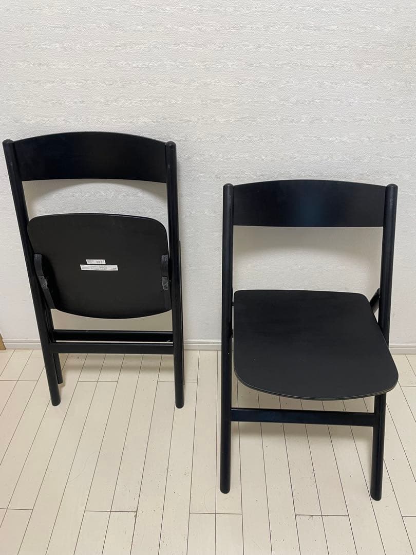 IKEA 廃盤 黒い折りたたみ椅子 2脚セット