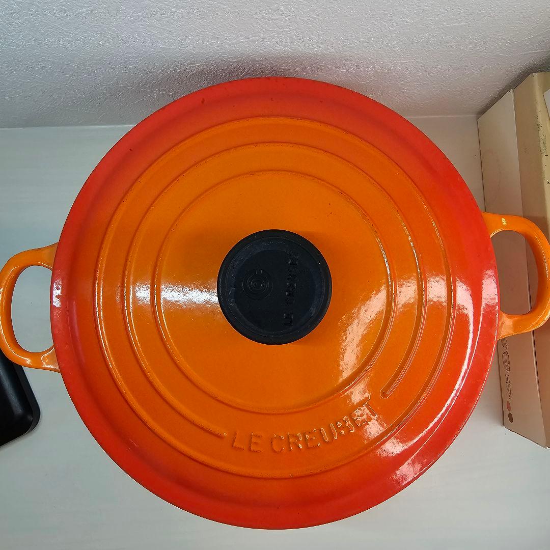 LE CREUSET ル・クルーゼ オレンジ 鋳鉄製 両手鍋 24cm