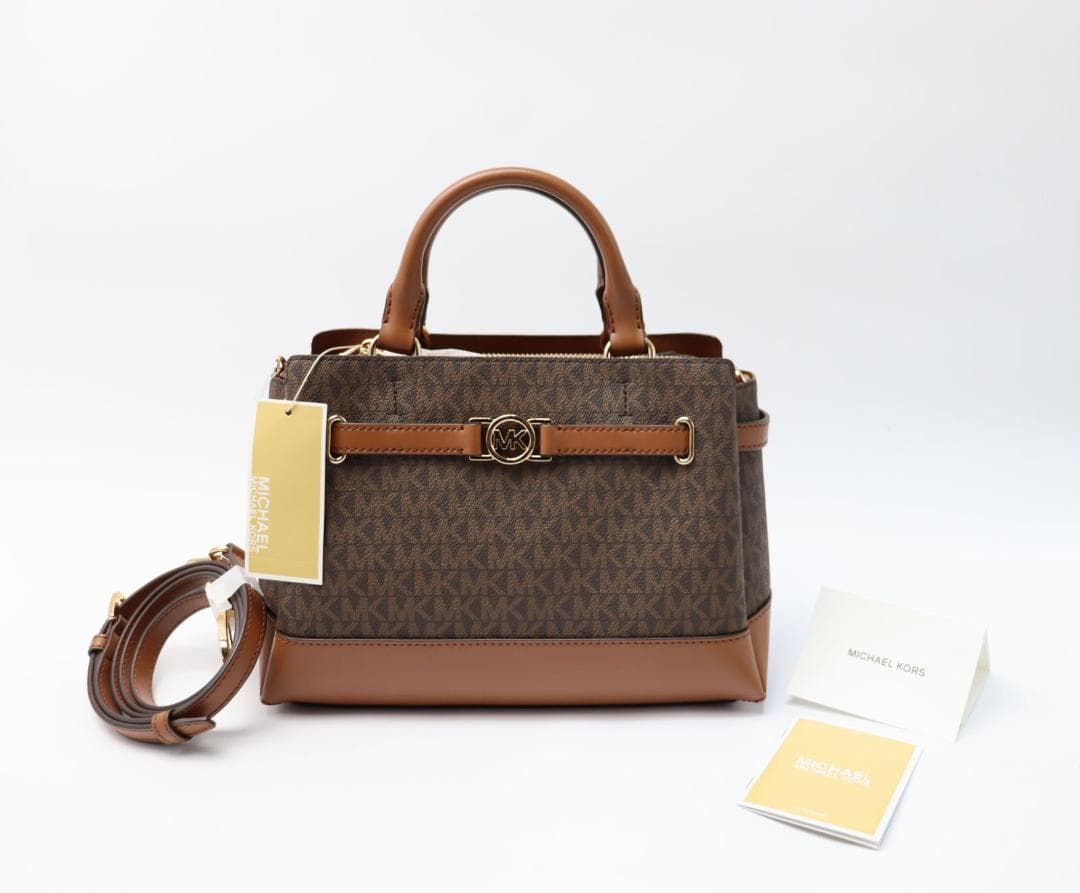 新品 マイケルコース REED ベルテッドバッグ - MKシグネチャー ブラウン