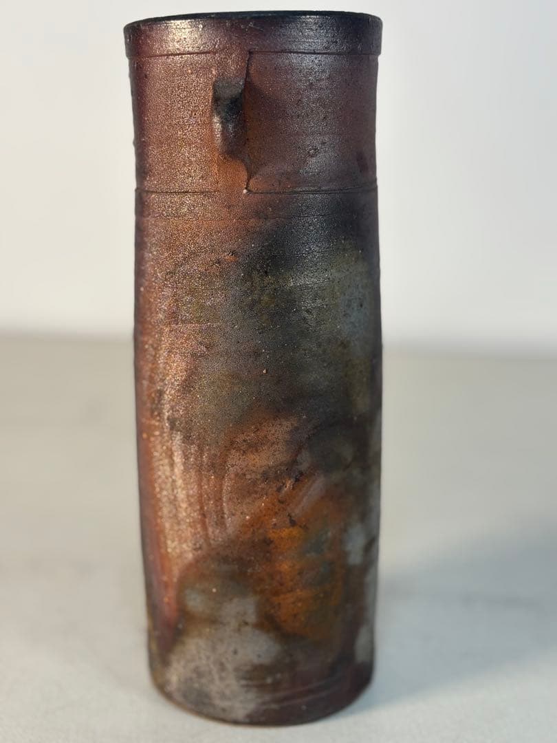 人間国宝 藤原啓 備前焼 窯変耳付き花入