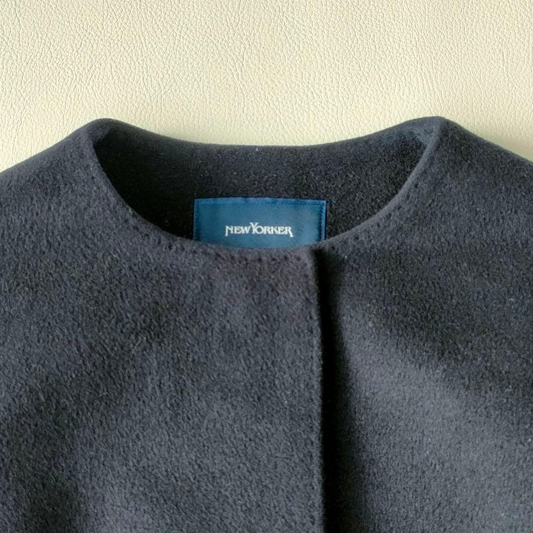 【美品】ニューヨーカー　高級ウールビーバーコート　ノーカラー　シルク　アンゴラ混