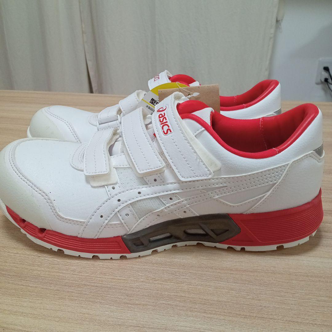 【新品】asics 安全靴 ホワイト/レッド ベルクロ