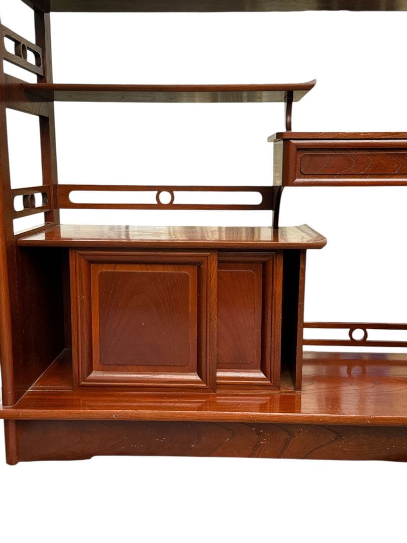 茶箪笥/リビングボード/違い棚 シェルフ 収納 工芸品 和製家具 レトロ