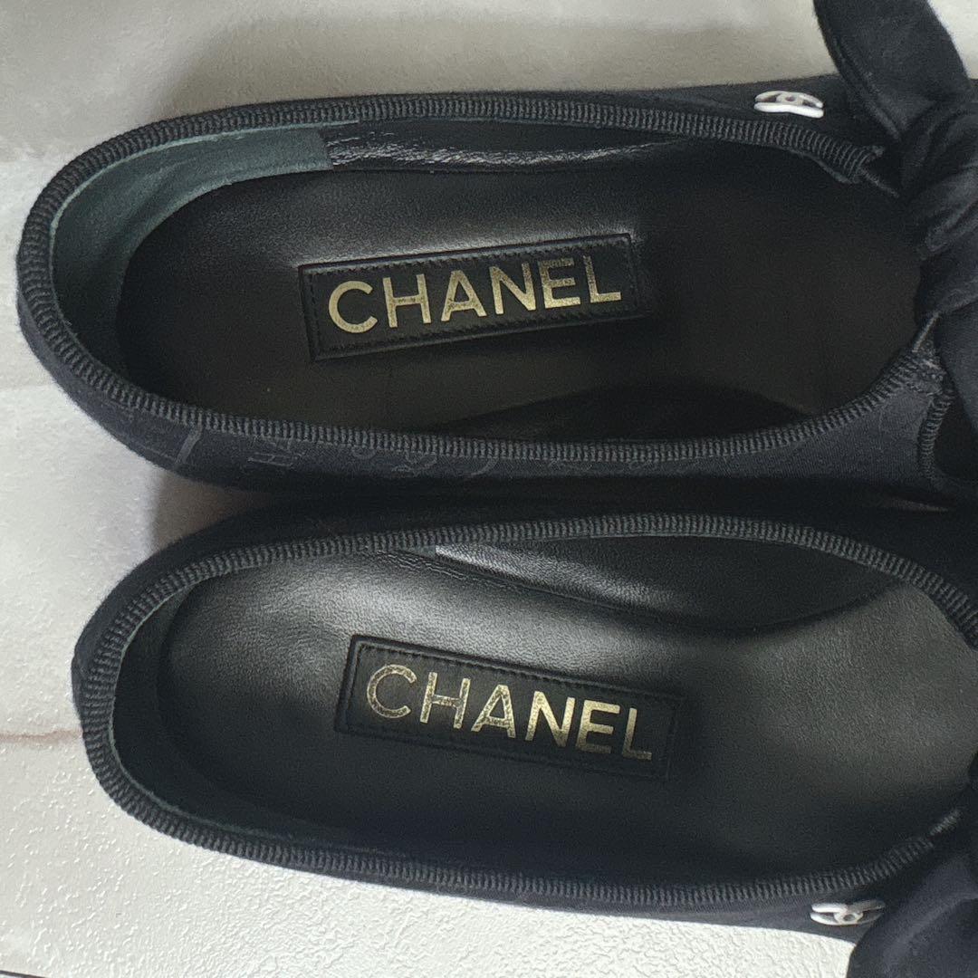 シャネル　CHANEL G46149 フラットシューズ　メリージェーン　黒