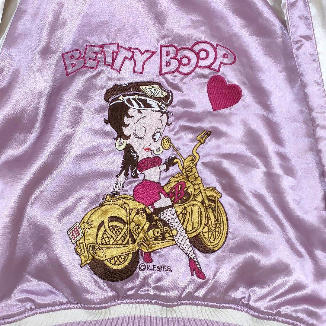 希少 ベティーブープ 刺繍 M スカジャン 別珍 ピンク バイク ベティちゃん